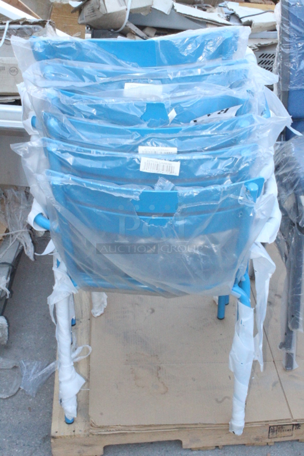 BRAND NEW SCRATCH & DENT!  Lancaster Table & Seating Blue Powder Coated Aluminum Outdoor Arm Chair. 6x Your Bid  - Image 4 of 5