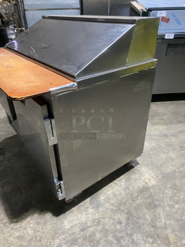 Leader Commercial Refrigerated Sandwich/Salad Prep Table! With Wooden Cutting Board! With 2 Door Storage Space Underneath! With Poly Coated Rack! All Stainless Steel! On Casters! Model: LM48 SN: GZ12M0807B 115V 60HZ 1 Phase - Image 3 of 9