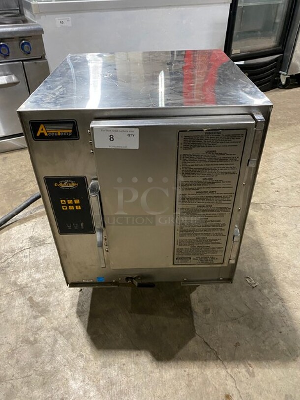 BEAUTIFUL! Accutemp Commercial Electric Powered Countertop Steamer! All Stainless Steel! Model E62083E15000250 Serial 50531! 208V 3Phase! WORKING WHEN REMOVED! - Image 1 of 8