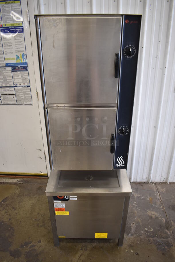 Groen HY-10SG HyPlus Stainless Steel Commercial Natural Gas Powered 2 Deck Steam Cabinet. 24x34x72 - Image 1 of 12