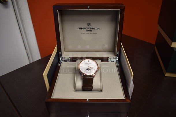 BRAND NEW IN BOX! Frederique Constant Geneve Slimline Moonphase FC-705V4S4 Watch