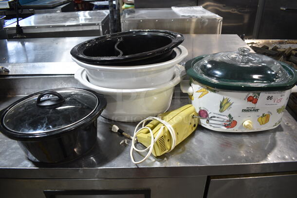 ALL ONE MONEY! Lot of Various Items Including Rival Crock Pot, 4 Crock Pot Drop Ins, 1 Lid, Hand Mixer.  - Image 2 of 8