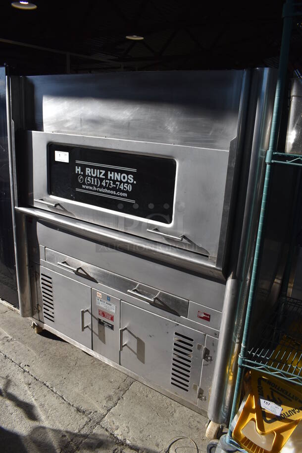 H. Ruiz 106 Stainless Steel Commercial Floor Style Wood Fired Grilled Chicken Rotisserie Oven on Commercial Casters. 59x38x66 - Image 2 of 11