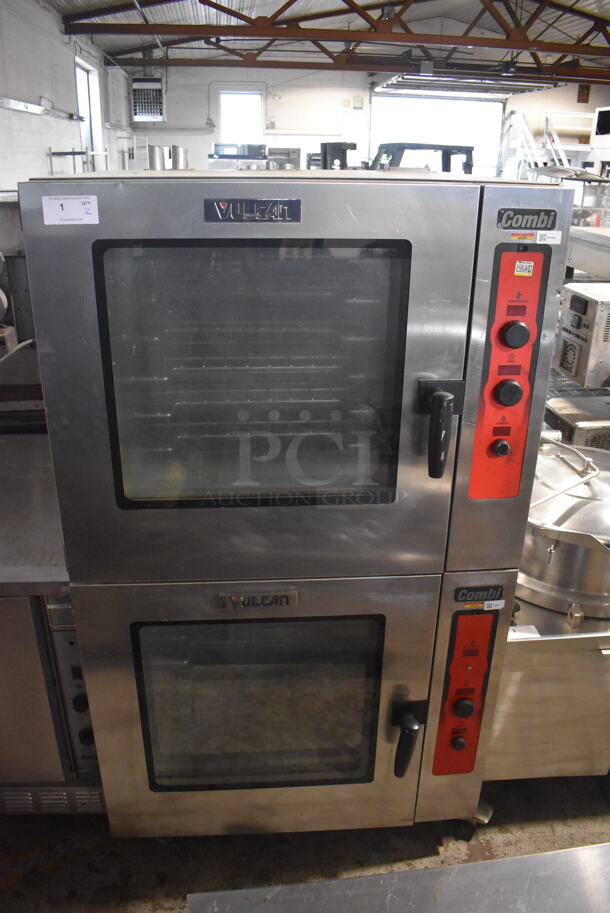 2 Vulcan ABC7G-NAT Commerical Stainless Steel Natural Gas Full Size Gas Combi Oven With Metal Racks on Commerical Casters. 80,000 BTU. 2 Times Your Bid!  - Image 2 of 10