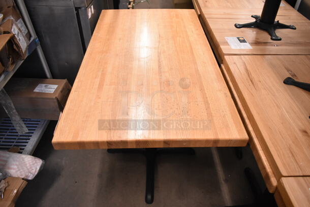 3 Butcher Block Dining Height Table on Black Metal Table Base. 3 Times Your Bid! - Image 3 of 6