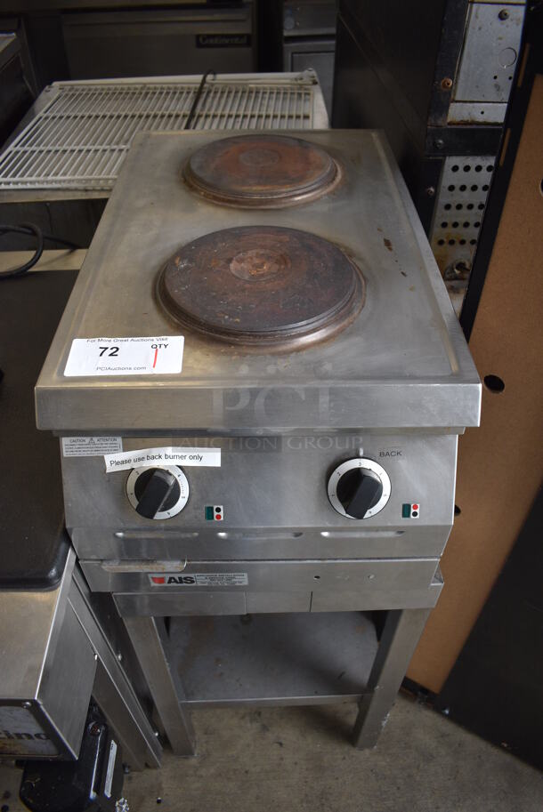 Garland ED-15THSE Stainless Steel Commercial Countertop Electric Powered 2 Burner Hot Plate Range on Stand. 208 Volts, 3 Phase. 15x24x38 - Image 1 of 7