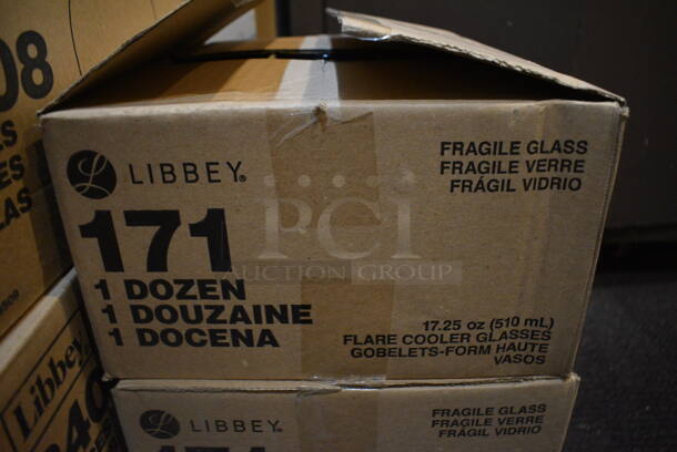 3 Boxes of 12 BRAND NEW Libbey 171 Blue Flare Cooler Beverage Glasses. 3.5x3.5x6. 3 Times Your Bid! (glass room - off of bar area) - Image 3 of 3
