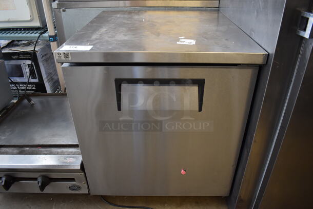 2012 True TUC-27 ENERGY STAR Stainless Steel Commercial Single Door Undercounter Cooler on Commercial Casters. 115 Volts, 1 Phase. 27.5x30x33.5. Tested and Working!
