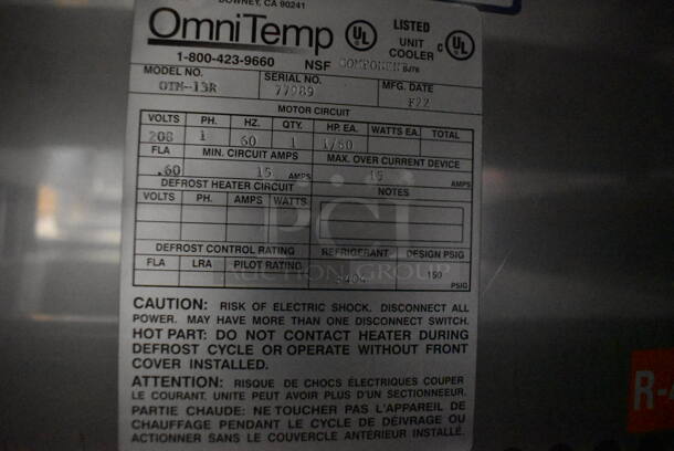 BRAND NEW SCRATCH AND DENT! 2022 Omniteam Low Voltage Lighting Refer Base and Cold Pans 4 Drawer Chef Base w/ Refrigerated Drop In. 208-230 Volt 1 Phase - Image 12 of 12