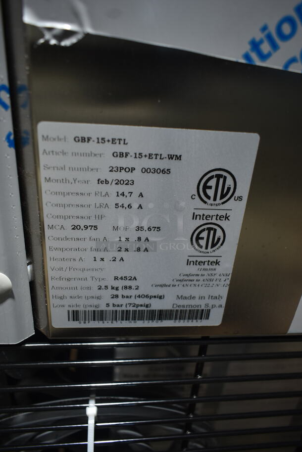 BRAND NEW SCRATCH AND DENT! 2023 Desmon GBF-15+ETL Stainless Steel Commercial Blast Chiller Shock Freezer w/ 4 Probes. 230 Volts, 3 Phase.  - Image 9 of 9