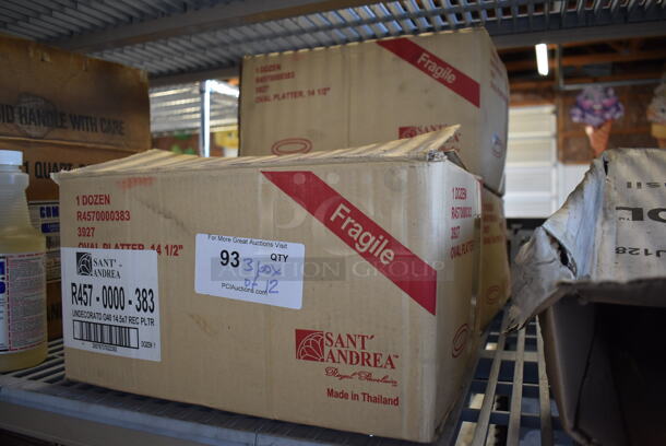 3 Boxes of 12 BRAND NEW! Sant Andrea White Ceramic Oval Plates. 14.5x11x1.5. 3 Times Your Bid! - Image 3 of 7
