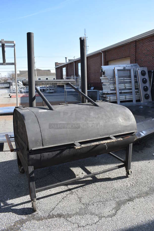 Metal Commercial Wood or Charcoal Fired Barbecue BBQ Roaster Grill on Commercial Casters. 70x60x86 - Image 2 of 7