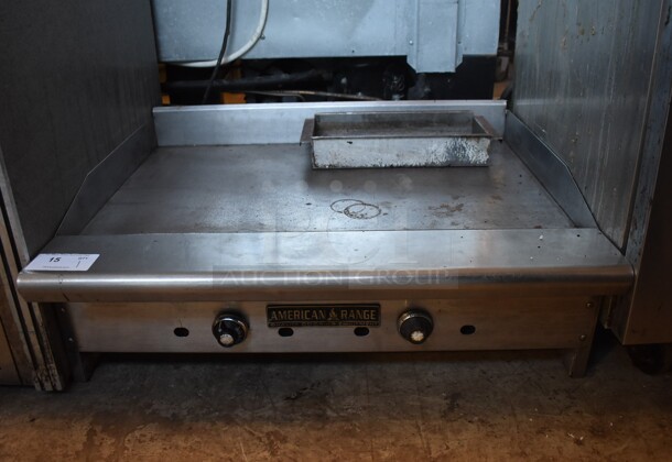 American Range Stainless Steel Commercial Countertop Natural Gas Powered Flat Top Griddle. 36x30x13