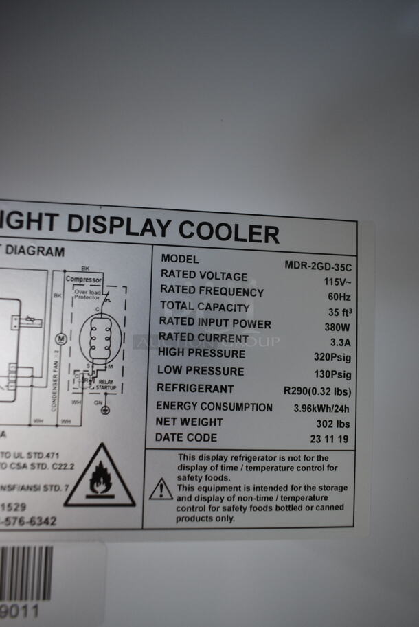BRAND NEW SCRATCH AND DENT! 2023 KoolMore MDR-2GD-35C Metal Commercial 2 Door Reach In Cooler Merchandiser w/ Poly Coated Racks on Commercial Casters. 115 Volts, 1 Phase. Tested and Powers On But Does Not Get Cold - Image 9 of 10