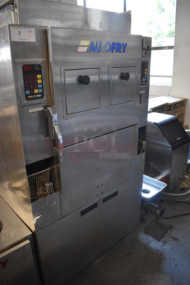 Autofry Model MTI-40E Stainless Steel Commercial Floor Style Electric Powered Ventless Fryer. 240 Volts, 1 Phase. 36x33x64