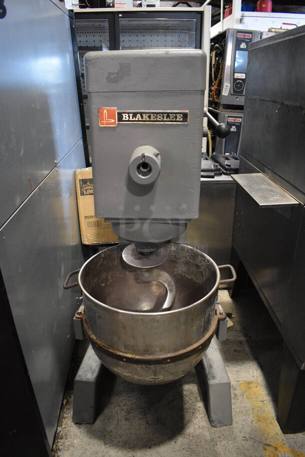 Blakeslee Model 11 Metal Commercial Floor Style 80 Quart Planetary Dough Mixer w/ Stainless Steel Mixing Bowl and Dough Hook Attachment. 208 Volts, 3 Phase. 30x43x58 - Image 2 of 9