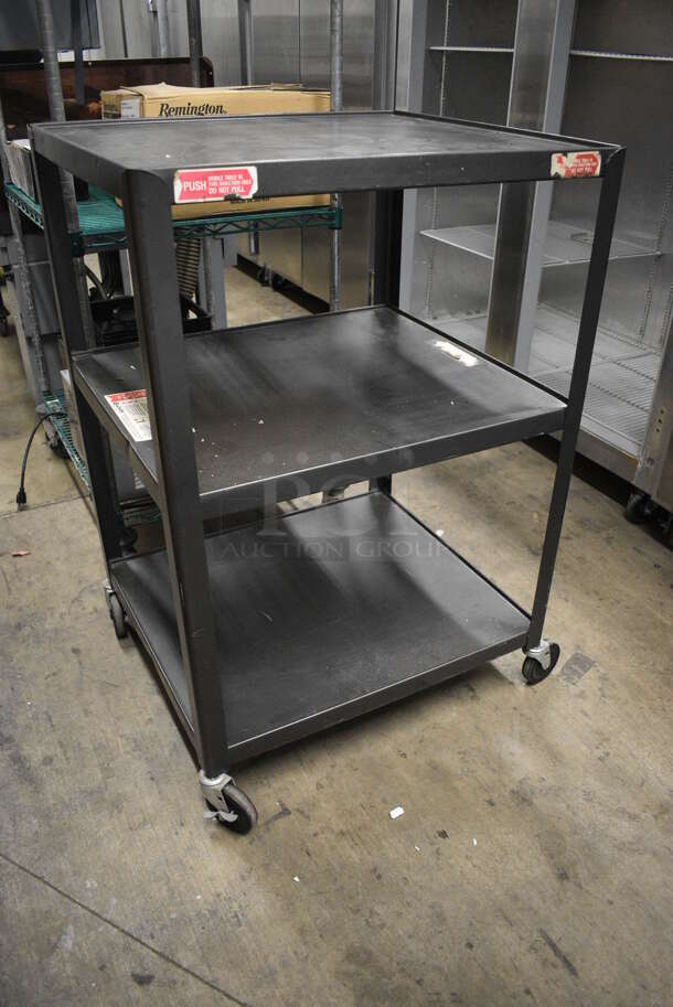 Metal 3 Tier AV Cart on Commercial Casters. 28.5x25x42 - Image 3 of 3
