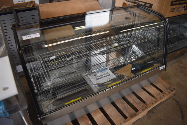 BRAND NEW SCRATCH AND DENT! Avantco 360BCDI48B Metal Commercial Countertop Black Curved Refrigerated Drop-In Countertop Bakery Display Case Merchandiser. See Picture For Damage To Left Glass Pane. 110-120 Volts, 1 Phase. 48x23x32. Tested and Working! - Image 6 of 7