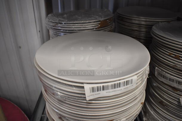 100 White Ceramic Plates. 11x11x1. 100 Times Your Bid!