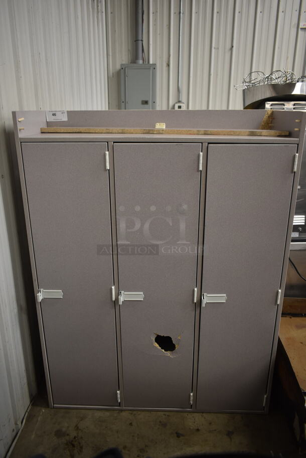 BRAND NEW SCRATCH AND DENT! Gray 3 Door Cabinet. - Image 1 of 6