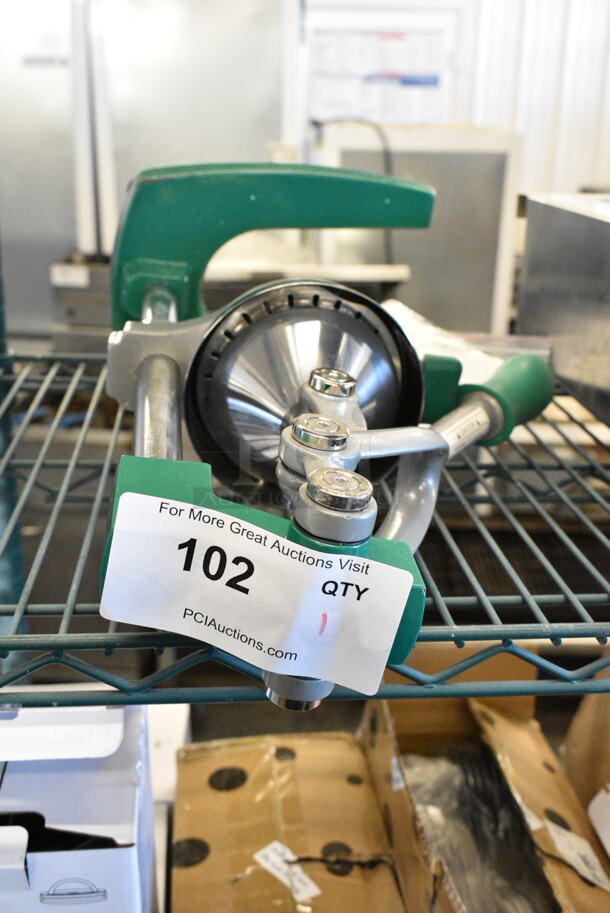 BRAND NEW SCRATCH AND DENT! Garde Metal Countertop Manual Juicer. See Picture for Missing Leg.  - Image 2 of 5