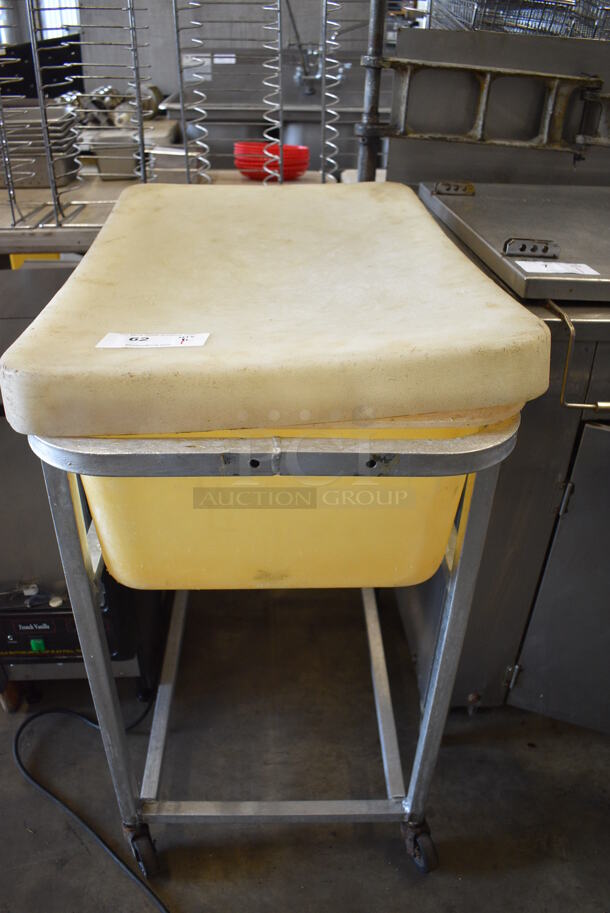 Metal Commercial Cart w/ White Poly Ingredient Bin on Commercial Casters. 20x31x36.5