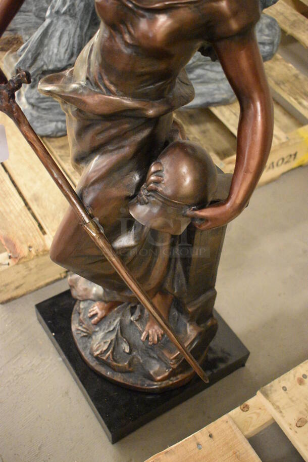 MUSEUM QUALITY! Solid Composite Winged Athena Statue Holding Helmet and Sword.  - Image 7 of 7