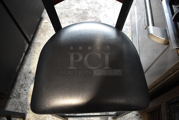 12 Black Metal Bar Height Chairs w/ Wooden Back Rest and Black Seat Cushion. 12 Times Your Bid! - Image 3 of 5
