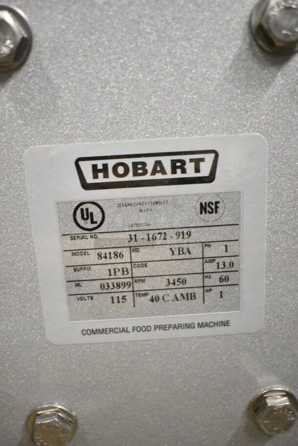 BRAND NEW SCRATCH AND DENT! Hobart 84186 Stainless Steel Commercial Countertop 15 lb. Buffalo Chopper Food Processor with #12 Hub and S Blade. 115 Volts, 1 Phase. Tested and Working!  - Image 8 of 8