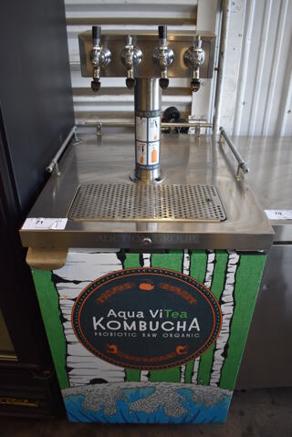 UBC KegMaster 2 Stainless Steel Commercial Direct Draw Kegerator w/ Beer Tower and 4 Sixth Barrel Kegs on Commercial Casters. 115 Volts, 1 Phase. 24x30x55. Tested and Working!