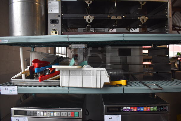 ALL ONE MONEY! Lot of Plastic Tongs, Plastic Bin, Squeeze Bottle, Cutting Board, Wire Brush AND MORE!  - Image 1 of 5