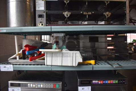 ALL ONE MONEY! Lot of Plastic Tongs, Plastic Bin, Squeeze Bottle, Cutting Board, Wire Brush AND MORE! 