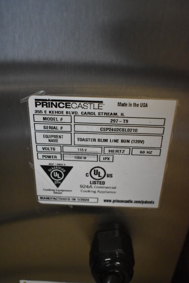 BRAND NEW SCRATCH AND DENT! 2024 Prince Castle 297-T9 Stainless Steel Commercial Countertop Vertical Contact Toaster. 115 Volts, 1 Phase. Tested and Working! - Image 5 of 5