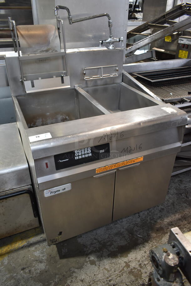 2014 Frymaster GPCRBSC Stainless Steel Commercial Floor Style Natural Gas Powered 2 Bay Pasta Cooker on Commercial Casters. 80,000 BTU.  - Image 2 of 11
