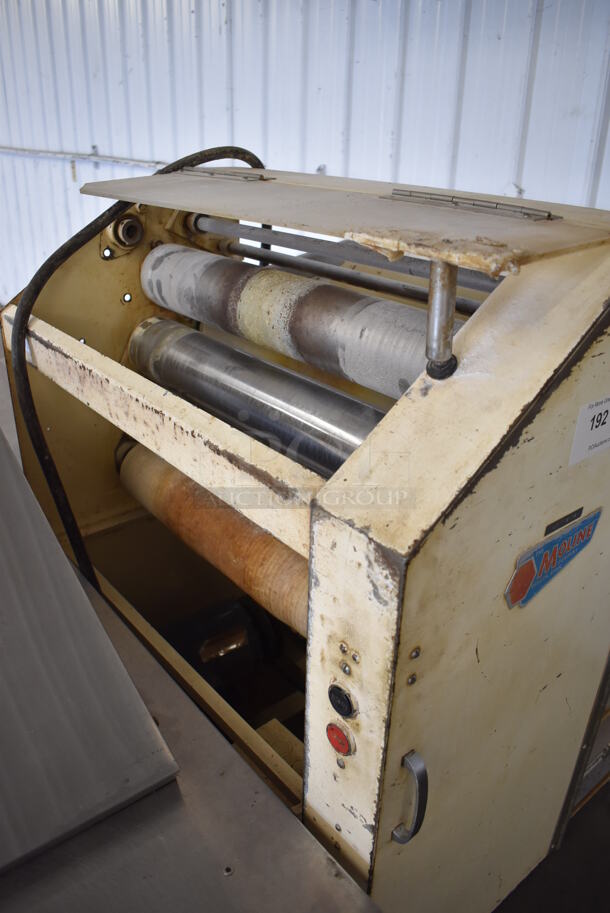 Moline Metal Commercial Floor Style Dough Sheeter on Commercial Casters. 250 Volts, 3 Phase. 56x30x55 - Image 7 of 9