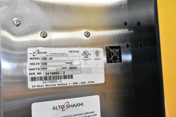 BRAND NEW SCRATCH AND DENT! 2024 Alto Shaam 1200-UP Stainless Steel Commercial Mobile 16 Pan Dutch Door Holding Cabinet with Universal Racks on Commercial Casters. 120 Volts, 1 Phase. Tested and Working! - Image 2 of 9