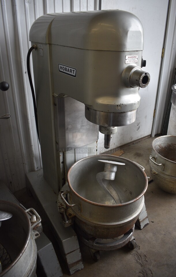 Hobart Model H 600T Metal Commercial Floor Style 60 Quart Planetary Mixer w/ Metal Mixing Bowl, Mixing Bowl Dolly and Dough Hook Attachment. 230 Volts, 1 Phase. 29x43x56 - Image 7 of 11