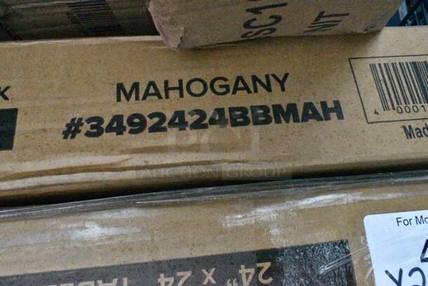 2 BRAND NEW SCRATCH AND DENT! Lancaster Table & Seating 3492424BBMAH 24" x 24" Wood Butcher Block Table Top with Mahogany Finish. 2 Times Your Bid! May Be Missing Pieces. - Image 4 of 4