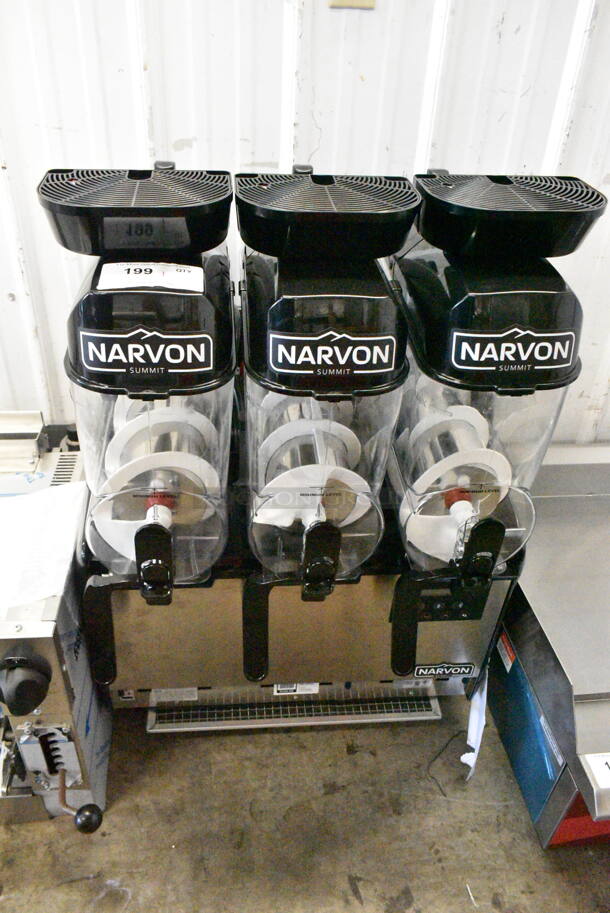 BRAND NEW SCRATCH AND DENT! Narvon NSSM3 Stainless Steel Triple 3 Gallon Pourover Granita / Slushy / Frozen Beverage Dispenser. 115 Volts, 1 Phase. Tested and Working! - Image 6 of 10