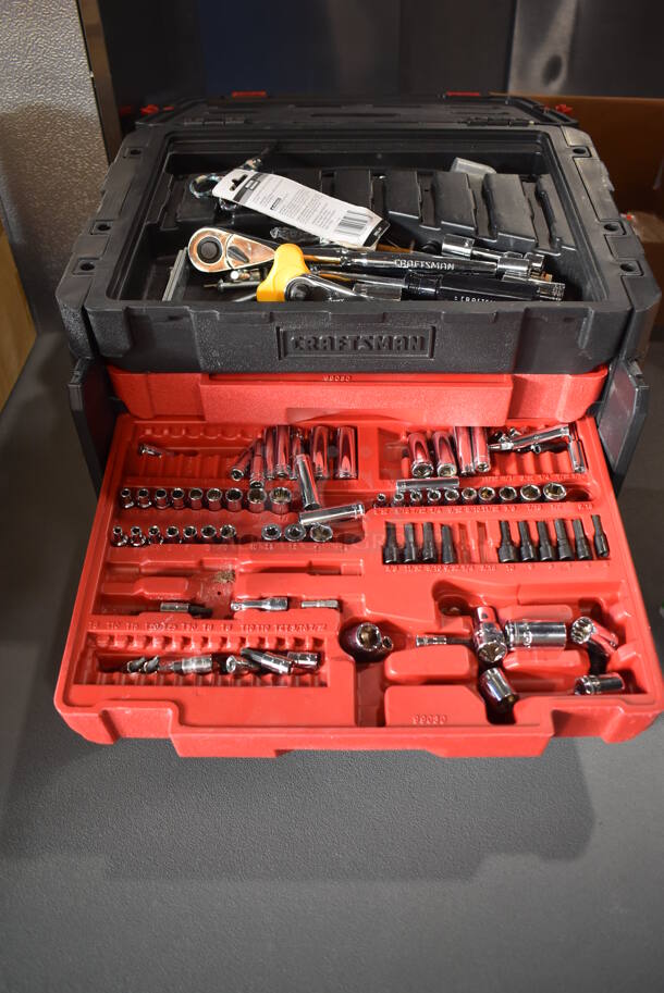 Craftsman Black and Red Poly Tool Box w/ Contents.  - Image 5 of 6