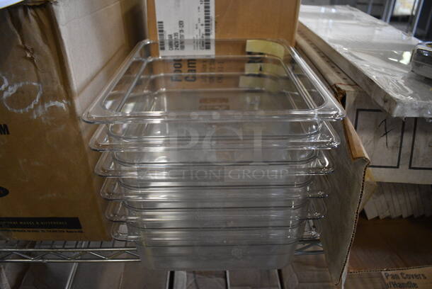 ALL ONE MONEY! Lot of 6 BRAND NEW IN BOX! Cambro Clear Poly 1/2 Size Drop In Bins. 1/2x4