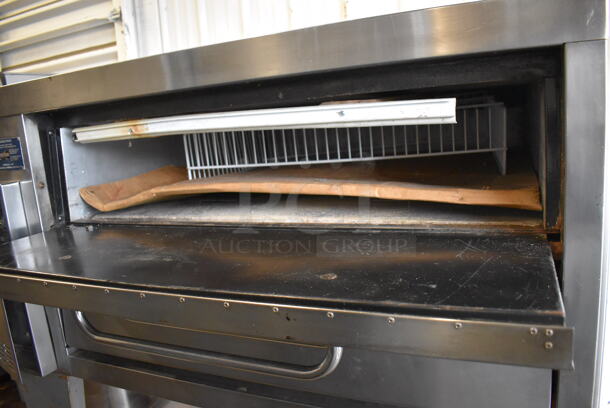 Bakers Pride 251 Stainless Steel Commercial Natural Gas Powered Single Deck Pizza Oven w/ Cooking Stone on Metal Legs. 48x46x55 - Image 6 of 8