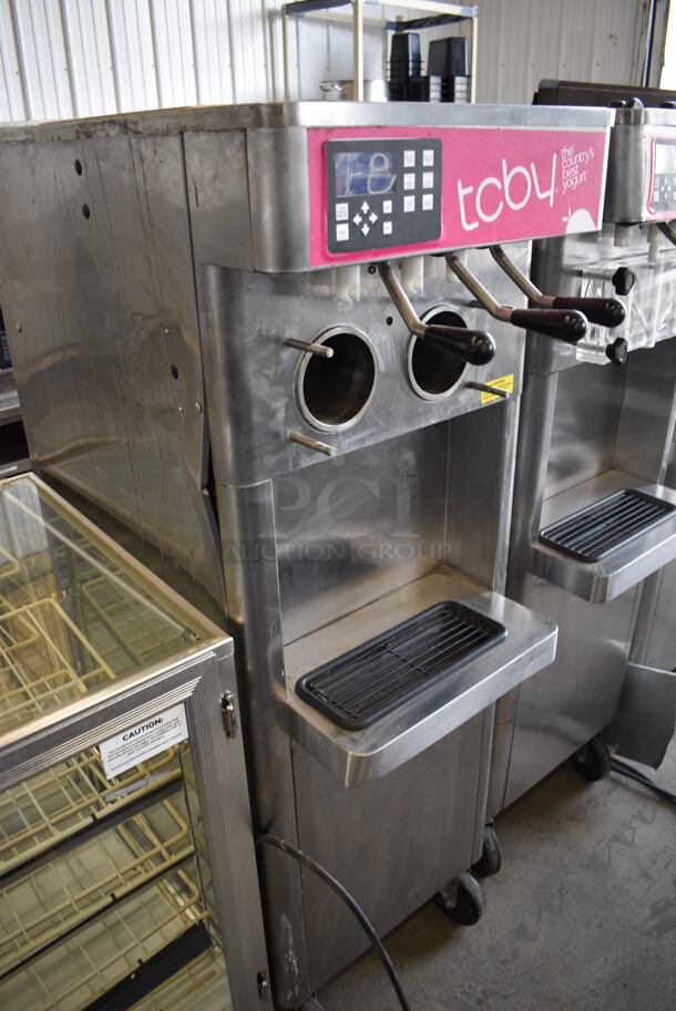 2014 Stoelting Model F231-309I2-AD1 Stainless Steel Commercial Floor Style Air Cooled 2 Flavor w/ Twist Soft Serve Ice Cream Machine on Commercial Casters. 208-240 Volts, 3 Phase.  - Image 3 of 6