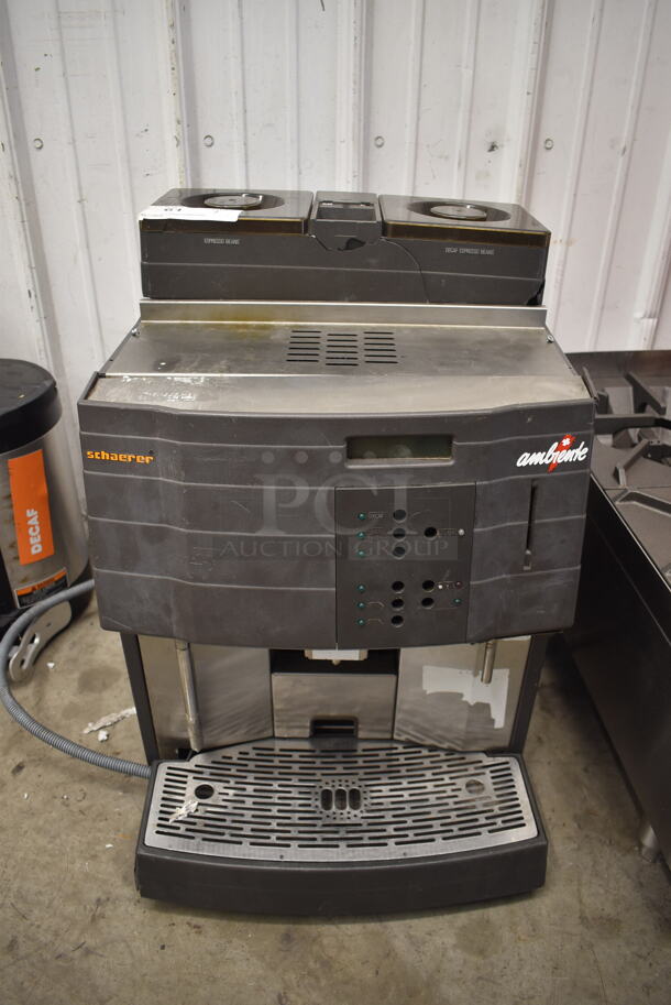 Schaerer Ambiente Countertop Black Power Steam Super Automatic Espresso Machine With Duo Boiler System.