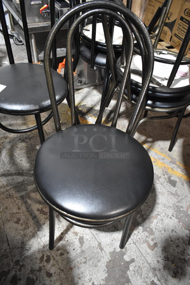 6 Black Metal Dining Height Chairs w/ Black Seat Cushion. 6 Times Your Bid! - Image 2 of 9