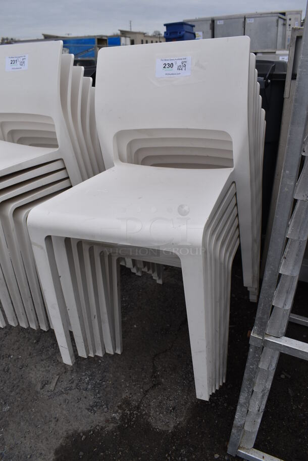 7 Arper White Poly Dining Chairs. 17.5x18x31. 7 Times Your Bid! - Image 3 of 4