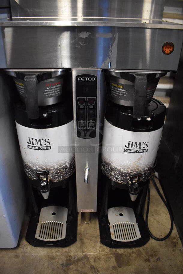 Fetco Stainless Steel Commercial Countertop Coffee Machine w/ 2 Metal Brew Baskets and 2 Satellite Servers. 19x19x34.5 - Image 3 of 5