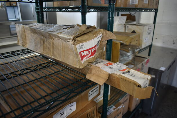 ALL ONE MONEY! BRAND NEW Lot of Box of 2 Metro Chrome Finish Brackets and Box of 2 Metro Chrome Finish Poles - Image 1 of 6