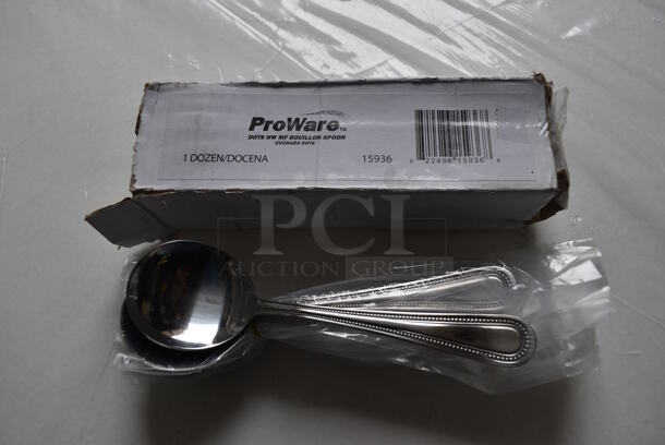 12 BRAND NEW IN BOX! ProWare 15936 Stainless Steel Bouillon Spoons. 6