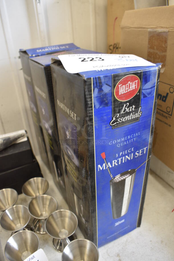 3 BRAND NEW! Boxes of Tablecraft Metal 3 Piece Martini Sets. 3 Times Your Bid! - Image 3 of 3
